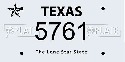 5761 Texas License Plate
