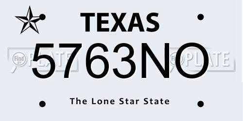 5763NO Texas License Plate