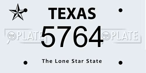 5764 Texas License Plate