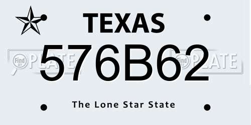 576B62 Texas License Plate