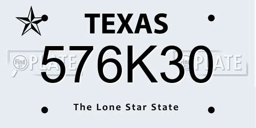 576K30 Texas License Plate