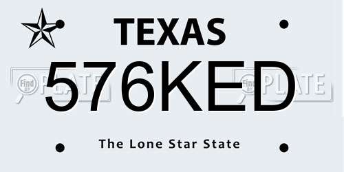 576KED Texas License Plate