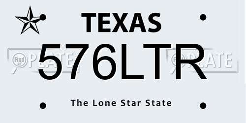 576LTR Texas License Plate