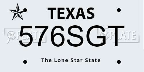 576SGT Texas License Plate