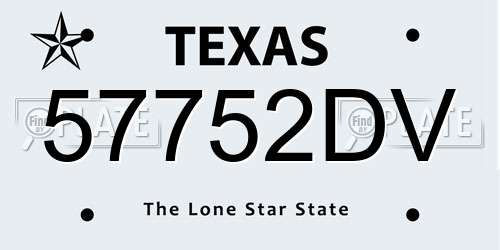 57752DV Texas License Plate