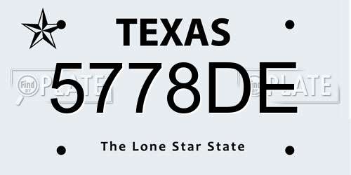 5778DE Texas License Plate