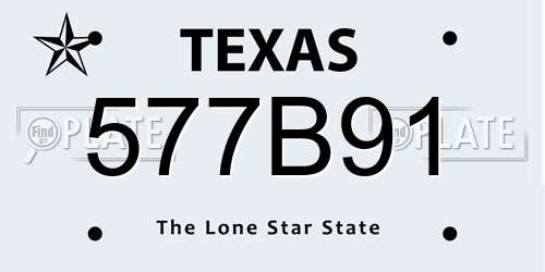 577B91 Texas License Plate