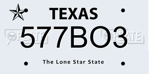 577BO3 Texas License Plate
