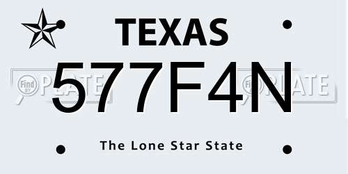 577F4N Texas License Plate