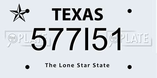 577I51 Texas License Plate