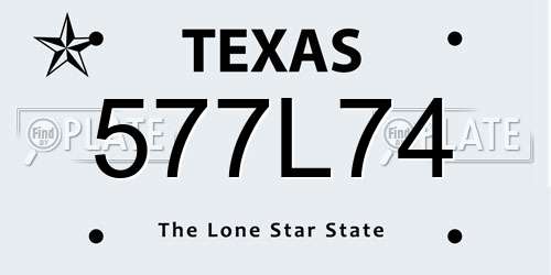 577L74 Texas License Plate