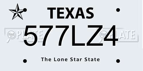 577LZ4 Texas License Plate