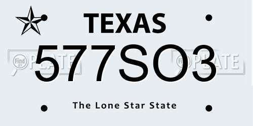 577SO3 Texas License Plate