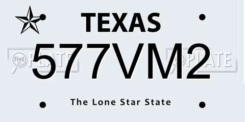 577VM2 Texas License Plate