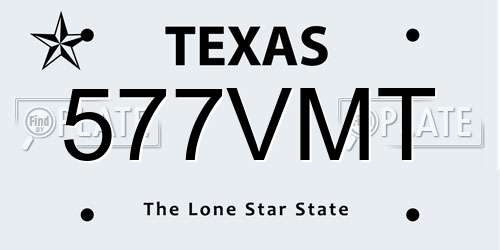 577VMT Texas License Plate