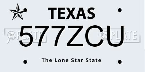 577ZCU Texas License Plate