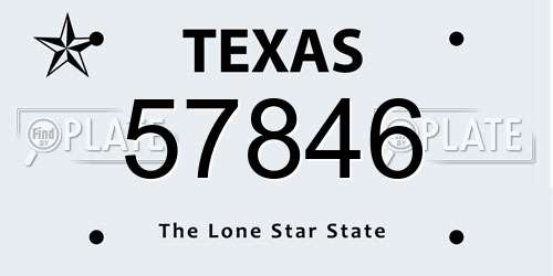 57846 Texas License Plate