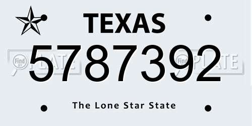 5787392 Texas License Plate