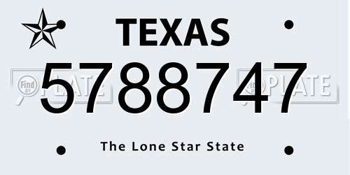5788747 Texas License Plate