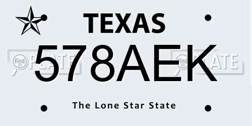 578AEK Texas License Plate