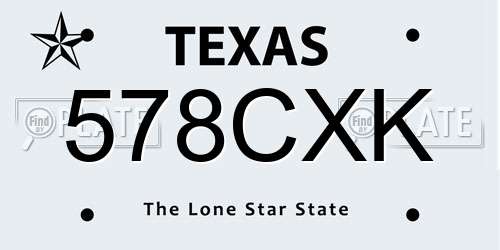 578CXK Texas License Plate