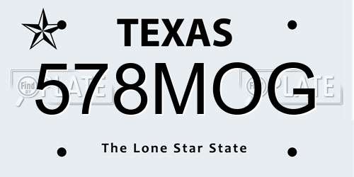 578MOG Texas License Plate