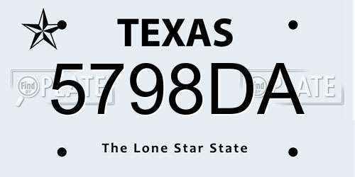 5798DA Texas License Plate