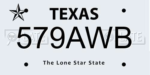 579AWB Texas License Plate