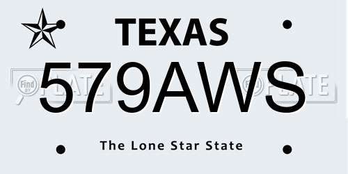 579AWS Texas License Plate