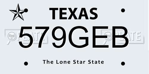 579GEB Texas License Plate