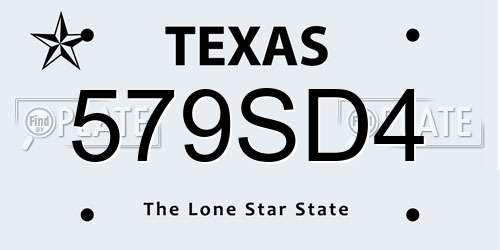 579SD4 Texas License Plate