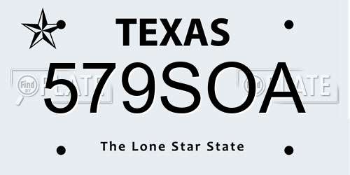 579SOA Texas License Plate