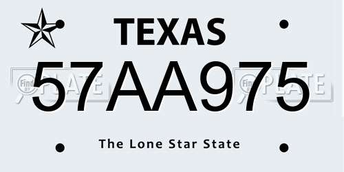 57AA975 Texas License Plate