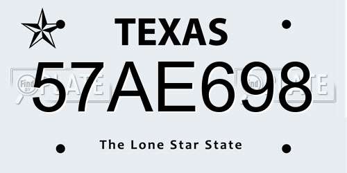 57AE698 Texas License Plate
