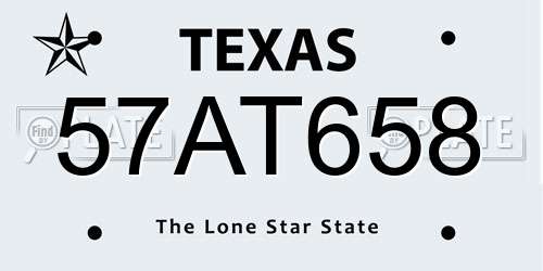 57AT658 Texas License Plate