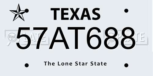 57AT688 Texas License Plate