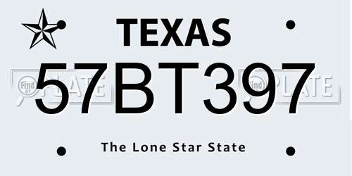 57BT397 Texas License Plate