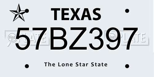 57BZ397 Texas License Plate