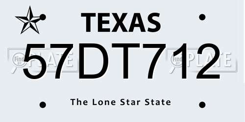 57DT712 Texas License Plate