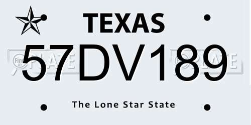 57DV189 Texas License Plate