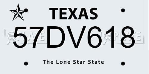 57DV618 Texas License Plate