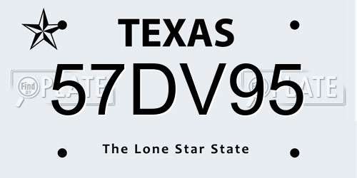 57DV95 Texas License Plate