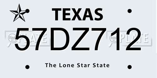 57DZ712 Texas License Plate