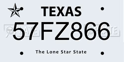 57FZ866 Texas License Plate