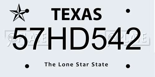 57HD542 Texas License Plate