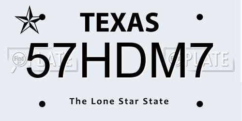 57HDM7 Texas License Plate