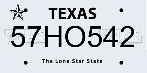 57HO542 Texas License Plate