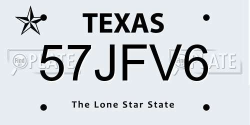 57JFV6 Texas License Plate