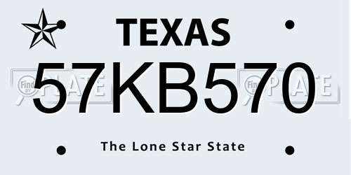 57KB570 Texas License Plate