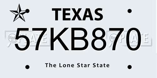 57KB870 Texas License Plate